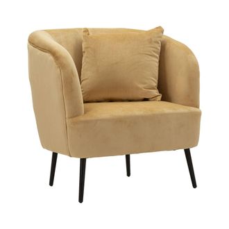 Dmora Sill&oacute;n Madeira, Asiento Acolchado, Sof&aacute; De Sal&oacute;n Individual, Silla Con Reposabrazos, 73x66 H78 Cm, Marr&oacute;n Y Negro - Dmora
