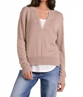 Elan Gloria Sweater Top In Oatmeal White