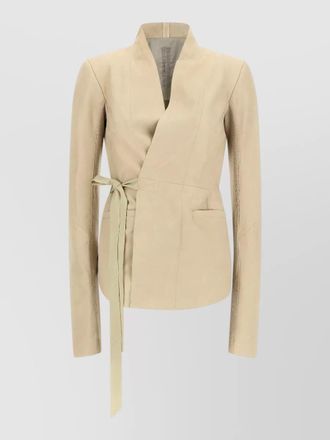 Rick Owens hollywood wrap leather jacket tie waist