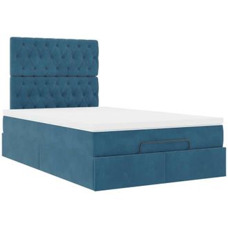 vidaXL Estructura De Cama Otomana Colchones Terciopelo Azul Oscuro Vidaxl