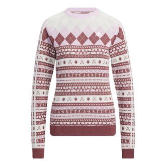 adidas (WMNS) adidas Graphic Long Sleeve Pullover Sweater Asia Sizing Burgundy White HG8213