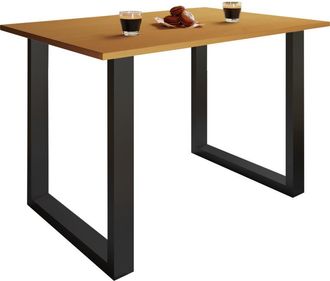 VCM Mesa De Madera Vcm Al. 76 X An. 110 X P. 80 Cm Marco De Pie S&oacute;lido Y De Alta Calidad Pies De Hierro Mesa De Cocina - Xona U (negro / Haya)