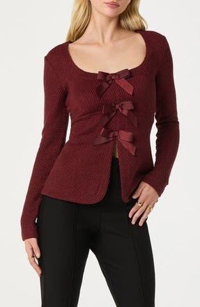 ASTR the Label Split Front Bow Top in Burgundy at Nordstrom Rack, Size X-Small