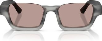 Emporio Armani 58mm Rectangle Sunglasses in Havana Grey /Purple Brown at Nordstrom