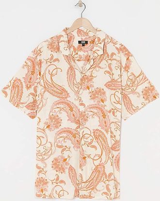 Jacamo Short Sleeve Paisley Cuban Collar Shirt