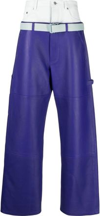 Off-white Double Over leather trousers - men - Cupro/Viscose/Cotton/Leather - 52 - Purple