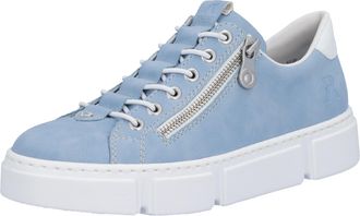 Rieker Slip-On Sneaker RIEKER, Damen, Gr. 36, blau (hellblau), Lederimitat, Schuhe Slip-On Sneaker, mit Reissverschluss aussen, Freizeitschuh, Halbschuh, Sch