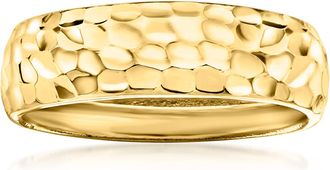 Canaria Canaria 10kt Yellow Gold Hammered Round Groove-Pattern Ring
