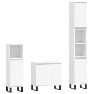 Berkfield Home 3 Piece Bathroom Cabinet Set White Engineered Wood