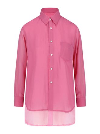 Comme Des Gar&ccedil;ons Pink Layered Technical Chiffon Shirt