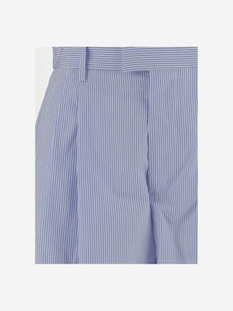 ARMARIUM Womens Cotton Shorts With Striped Pattern Navy
