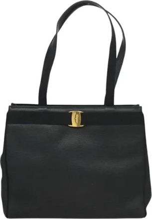Ferragamo Tweedehands leren handtassen - Dames - Vintage Handtas - Blauw - ONE Size - Leer - Vintage