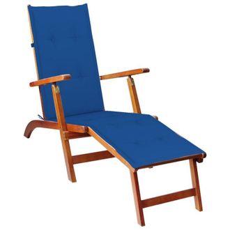 vidaXL Tumbona De Jard&iacute;n Con Reposapi&eacute;s Y Coj&iacute;n Madera Maciza Acacia Vidaxl