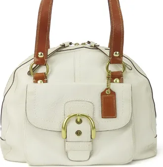 Coach Brown White Leather Tote Bag (Pre-Owned)