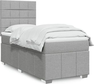 vidaXL Cama Box Spring Con Colch&oacute;n Tela Gris Claro 80x200 Cm Vidaxl