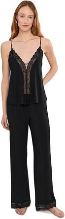 Eberjey Lara Cami/Pants Pj Set Womens Pajama Sets Black : LG, Tencel/Modal/Lace