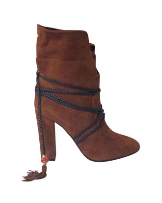 Aquazzura Pre-owned Womens Aquazzura Moonshine Boots with Tie in Brown Suede - Size EU 41