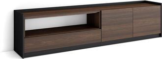 Skraut Home Skraut Home - Mueble Tv, Televisi&oacute;n, 207x37x50cm, Para Tv Hasta 80, Roble Oscuro Y Negro