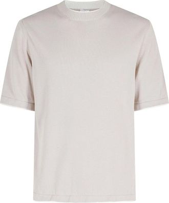 Eleventy Maglia Girocollo Mezza Manica - Heren - T-shirts - Beige - L - Tops