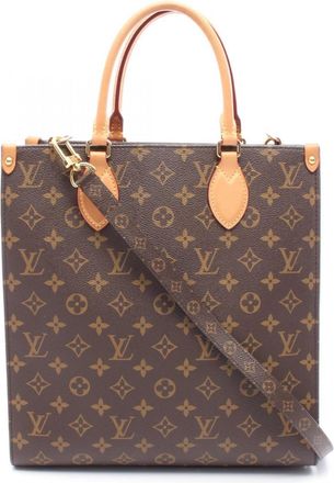 Louis Vuitton Monogram Brown Coated Canvas Leather Tote Bag (Pre-Owned)