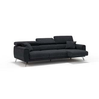 Divani.Store Sof&aacute; 3 plazas extensibles en tejido impermeable 244 cm negro