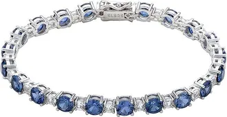 Suzy Levian Silver 12.78 Ct. Tw. Diamond & Blue Sapphire Tennis Bracelet