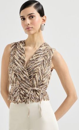 Brunello Cucinelli Dazzling chevron embroidery vest in Brown at Nordstrom, Size X-Small Eu