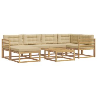 vidaXL Conjunto De Sof&aacute;s De Exterior 7 Pcs Y Beige Vidaxl