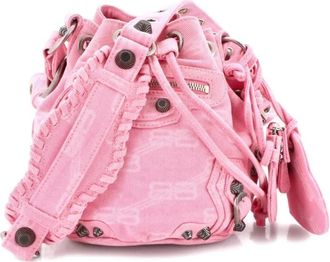 Balenciaga Le Cagole Giant Studs BB Denim XS bucket bag - Roze