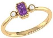 LuvMyJewelry La Vie Emerald Cut Amethyst & Diamond Ring - 0.04ct. in 14K Yellow Gold at Nordstrom Rack, Size 7.5