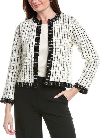 St. John Soft Boucle Windowpane Wool-Blend Kissing Jacket