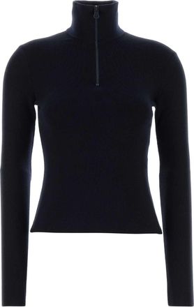 Courr&egrave;ges Womens Midnight Blue Wool Sweater - Black Merino - Size X-Small