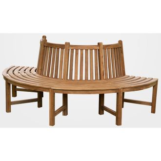 Clp 180&deg; Panca per albero Male con schienale in teak marrone