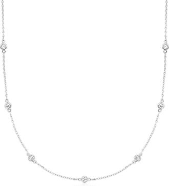 Ross-Simons Moissanite Station Necklace in Sterling Silver