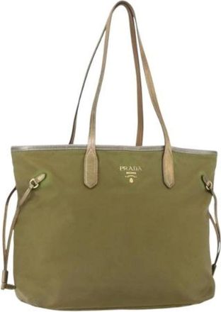 Prada Pre-owned Tote Bags, female, Green, Size: ONE SIZE Pre-owned Nylon Tote Bag