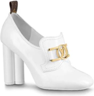 Louis Vuitton White Block Heel Loafer Style Shoes Size 35