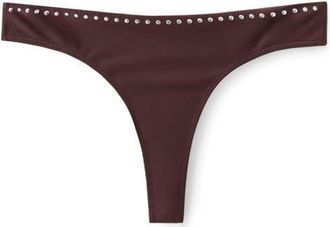 Mango Studded Brazilian Bikini Bottoms in Brown at Nordstrom, Size Large