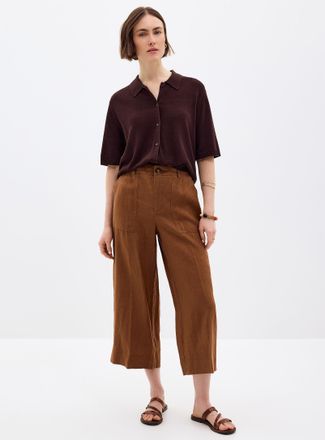 Contemporaine Womens XL pockets pure linen capri pant Fit: Wide leg, high rise