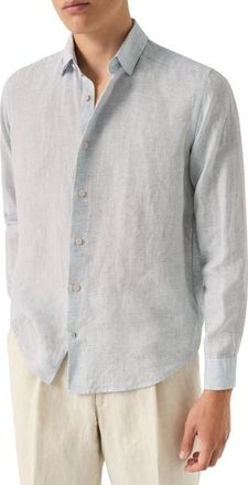 Eton Regular Fit Linen Dress Shirt in Light Blue at Nordstrom, Size Xx-Large