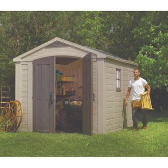 Keter Caseta De Jard&iacute;n Factor 8x6 Cobertizo De Almacenamiento Exterior Ordenaci&oacute;n Madera Acero Metal 257x182x243 Wxdxh Cm - Keter
