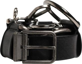 Dolce & Gabbana Kalfsleren Riem met Metalen Gesp - Heren - Riemen - Zwart - ONE Size - Leer - Accessoires