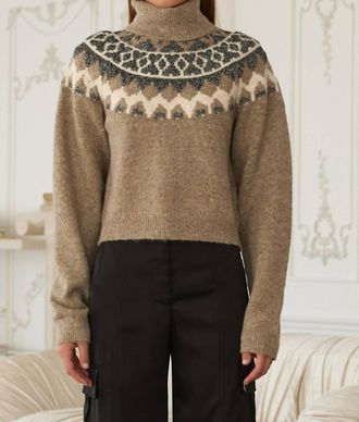 Skies Are Blue Clothing Eve Turtleneck Sweater In Brown Multi-Color