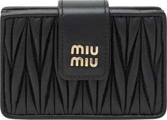 Miu Miu Matelass&eacute; Nappa Leren Kaarthouder - Dames - Portefeuilles - Zwart - ONE Size - Accessoires