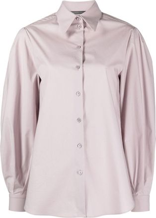 Alberta Ferretti pointed balloon-sleeved shirt - women - Cotton/Elastane - 38 - Purple