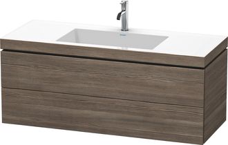 Duravit Lavabo Para Muebles Duravit L-cube C-bonded Con Base, Colgante, 120x48 Cm, 2 Cajones, Sin Rebosadero, 1 Agujero Para Grifo, Color: Pino Terra Decor - 