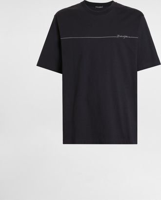 Dolce & Gabbana Cotton T-shirt With Logo - Man T-shirts And Polos Blue 44