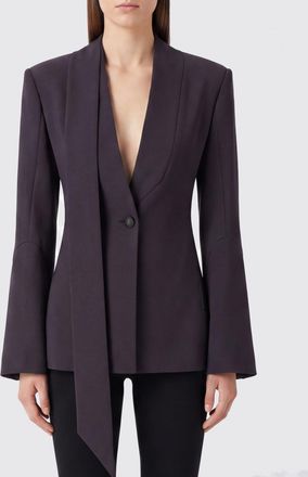 The Attico Slim Fit Virgin Wool Blazer with Satin Shawl Collar