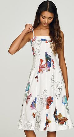 Anthropologie Marin Cotton Poplin Midi Dress by Pilcro