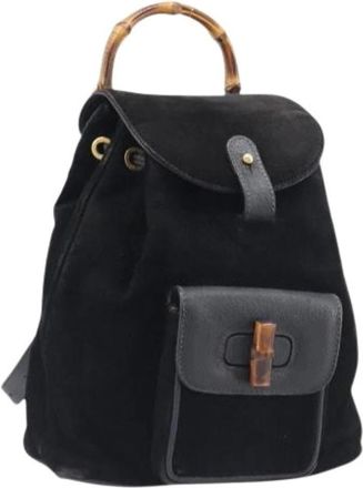 Louis Vuitton Pre-owned Vintage Suede Backpack - Dames - Vintage Rugzakken - Zwart - ONE Size - Vintage
