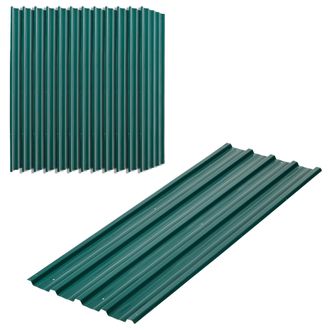 OEM Juego De 12 Paneles Para Tejado De Acero Galvanizado 7m&sup2; Para Caseta De Herramientas Cobertizo 129x45cm Verde